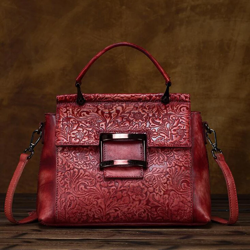 

100% Real Leather Women Designer Handbags Embossing Cowhide Genuine Leather Women Shoulder Messenger Bag Elegant Tote Handbag