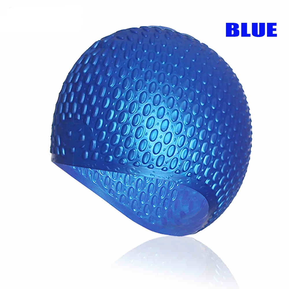 

DEEPGEAR waterdrops anti slip silicone swimming cap Solid color adult youth swimming hat waterproof long hair protect swim hat