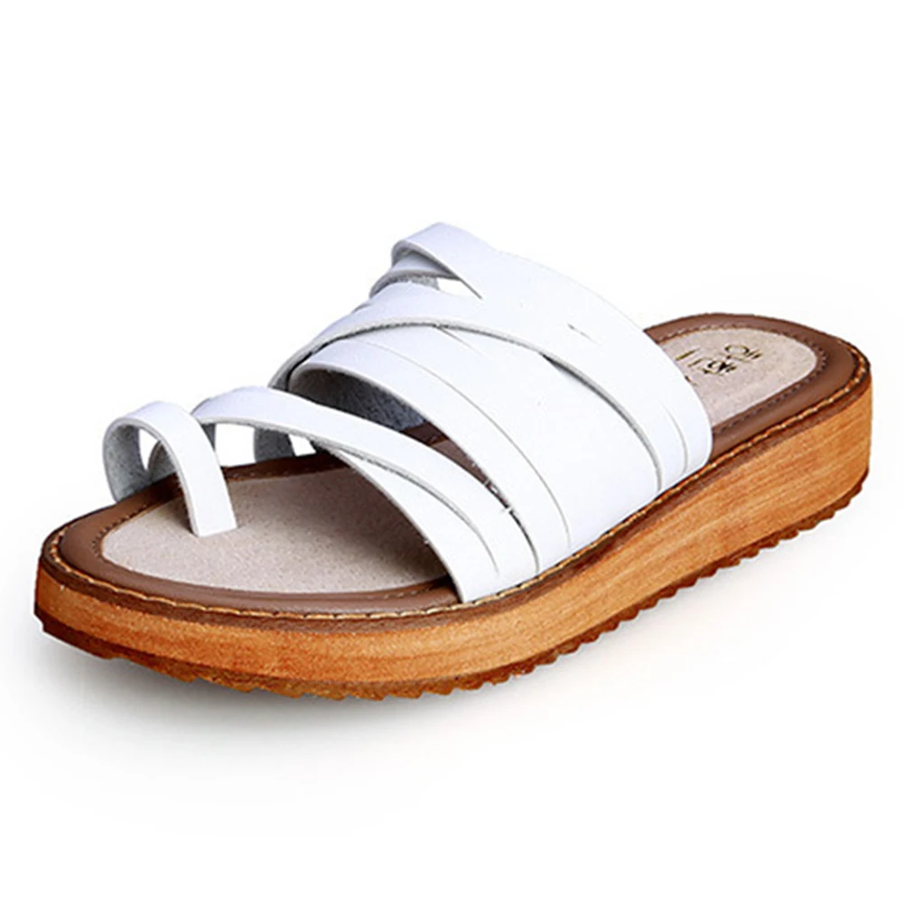 

2018 New Summer Slippers Women's Wedges Beach Muffins Platform Clip Toe Sandals Rome Style Outside Large Size Women's Slides