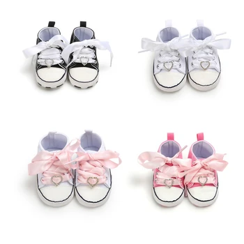 

Fahion Baby Girls Breathable Satin Lace-Up Anti-Slip Shoes Sneakers Soft Canvas Classic Sports Sneakers
