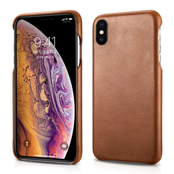 Чехол для iPhone XS MAX натуральная кожа ретро задняя крышка чехол для Apple XS Max icarer роскошный противоударный жесткий чехол - Цвет: for iPhone XS MAX