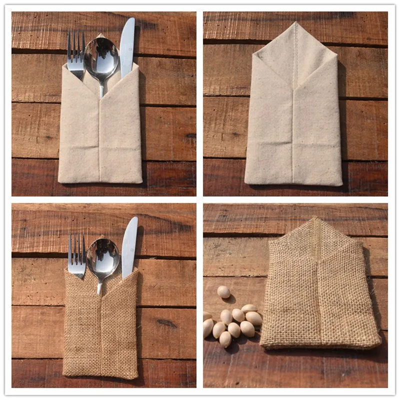 Us 28 5 Off 50 100pcs Country Wedding Table Silverware Holder Natural Burlap Cutlery Pockets Fork Rustic Decor Centerpieces In Us 28 5 Off 50 100pcs Country Wedding Table Silverware Holder Natural Burlap Cutlery Pockets Fork Rustic Decor Centerpieces In
