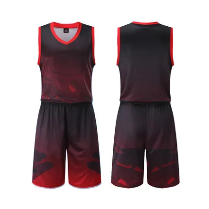 Мужские баскетбольные майки с принтом, баскетбольные костюмы, баскетбольная тренировочная одежда с карманами, баскетбольная форма, костюмы - Цвет: 613 black red