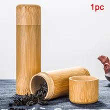 Экологичная банка портативная чайная Канистра с крышкой ручной работы контейнер из натурального материала круглая бамбуковая натуральная коробка для хранения держатель 2 размера на выбор