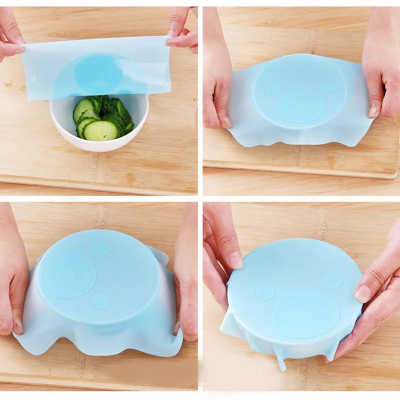 Cartoon Silicone Saran Wrap Reusable Cling Film bowl Seal Cover Stretch
