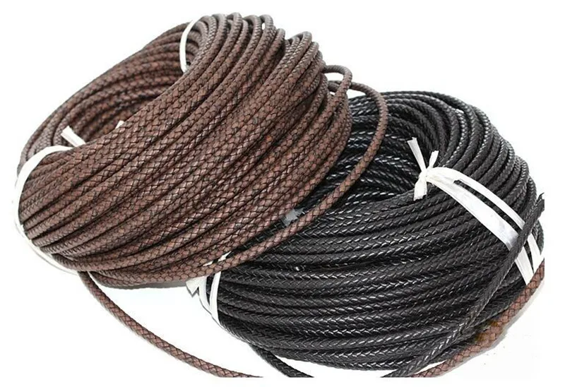 

1m/lot Genuine Braided Leather cord 6mm Round Jewelry Cord Cow leather Rope DIY Fashion Necklace Bracelet Findings