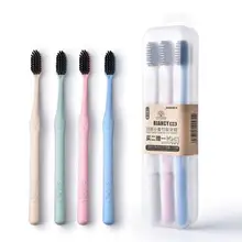 Пшеничная соломенная зубная щетка 3 шт. зубная щетка для чистки зубов мягкий тонкий наконечник Binchotan щетка с древесным углем стильная зубная щетка для взрослых