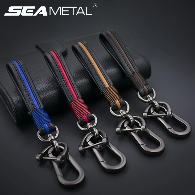 

Car Keychain Keyring Covers Leather Universal For Audi Toyota BMW KIA Ford Mazda Auto Goods Interior Accessories Key Chain Ring