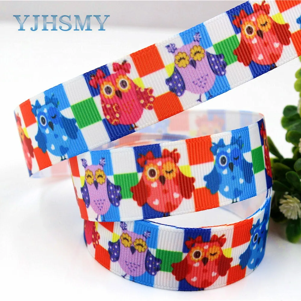 YJHSMY H 17531 1053 10 ярдов 22 мм мультфильм сова термопечать grosgrain Свадебные аксессуары