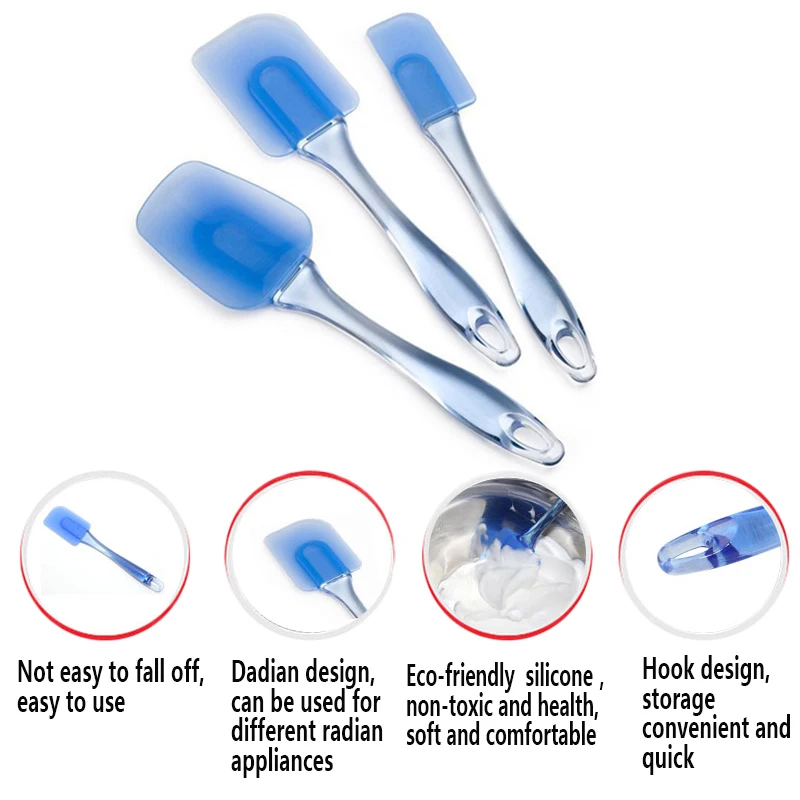 Сон-трава комплект из 3 предметов прозрачный синий антипригарным набор силиконовых шпателей Кондитерские инструменты помадка лопатка для торта наборы жаропрочной посуды