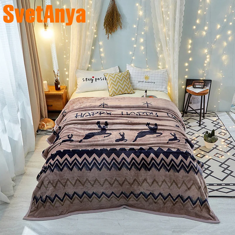 

Svetanya Deer Blanket warm Plaids Winter Sheet (flat Coin Thickness) twin full double queen king size Throws