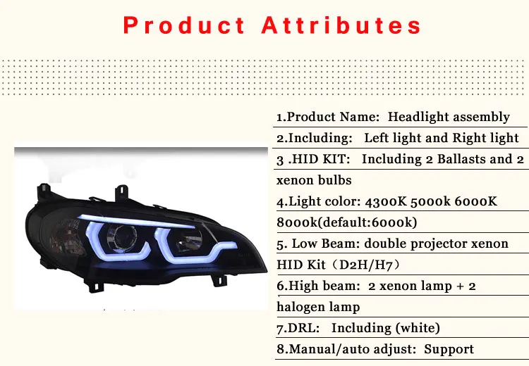 2 шт. автомобильный стиль светодиодный фары для BMW E70 X5 07-13 для E70 X5 Головной фонарь светодиодный DRL Объектив двойной луч H7 HID Xenon bi xenon объектив