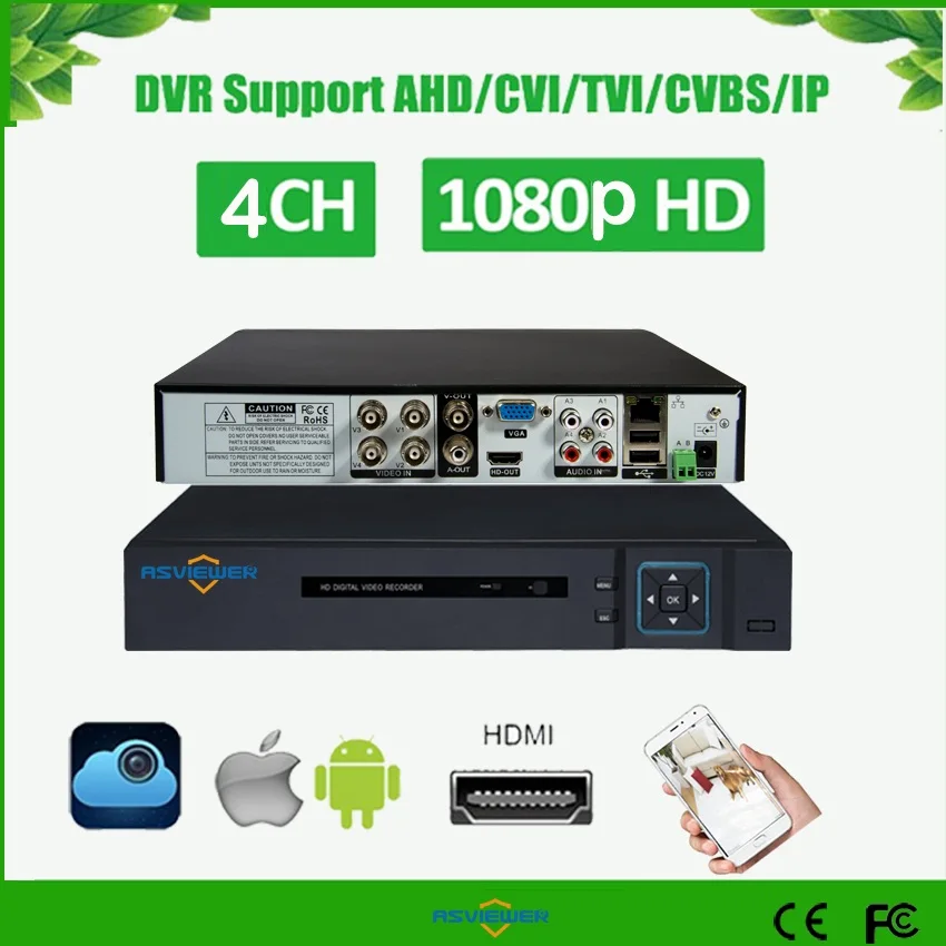 5 в 1 AHD CVI TVI CVBS IP 4ch 1080 P видеонаблюдения DVR NVR xvr Гибридный видео Регистраторы 1080 P ONVIF max 4 ТБ P2P вид as-avr3404m