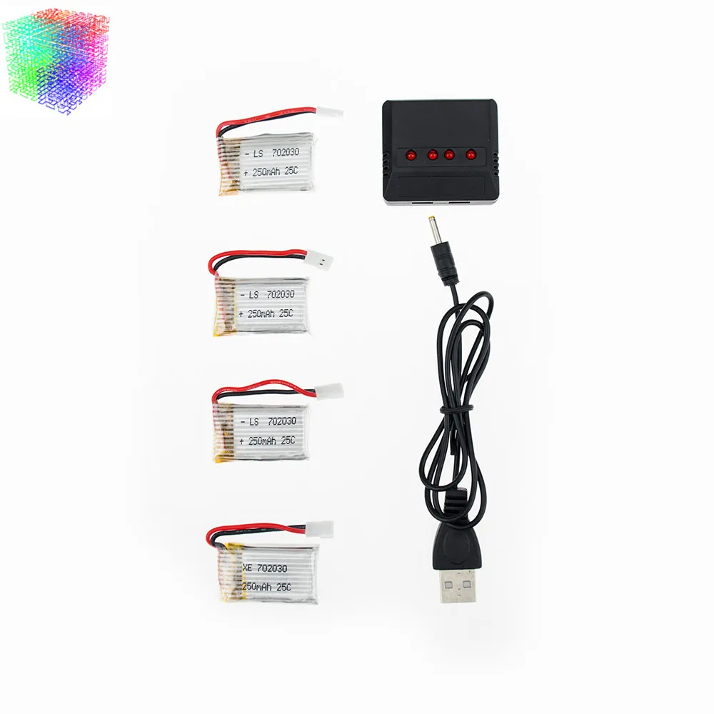 4 шт. 3 7 V 250mAh LiPo батарея и зарядное устройство для Hubsan H107 H107C H107L H107D Syma X11C JD385 H108C U816