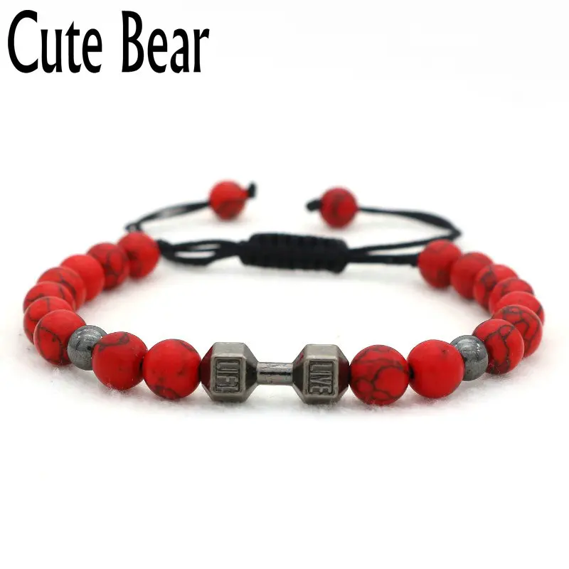 Женский браслет из Красного камня|bead bracelet|dumbbell braceletbracelet unisex |