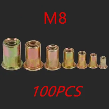 

100pcs/lot M8 Metric Thread Flat Head Rivet Nut Rivnut Inserts Nut