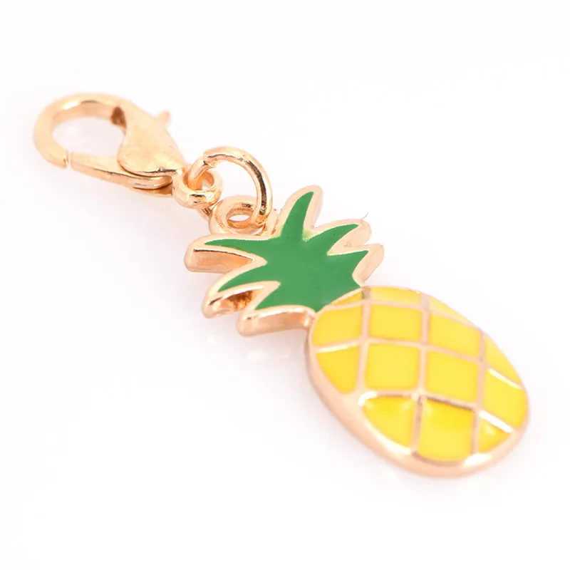 

Cute Enamel Pineapple Fruit Pendant Charms Clasp Handbag Key Ring Car Keychain Key Chains