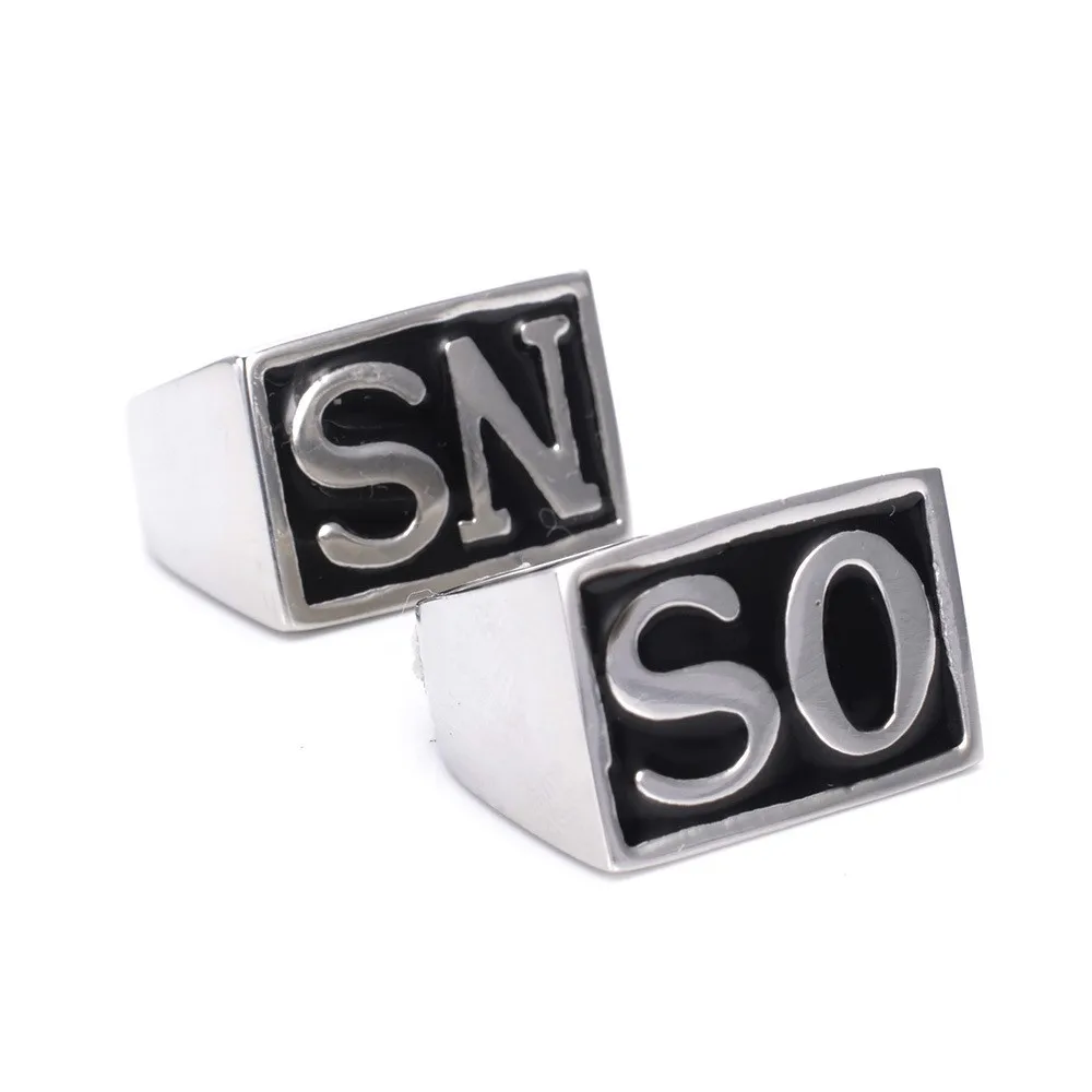 New 2Pcs fashion stainless steel men's rings Size US7-15