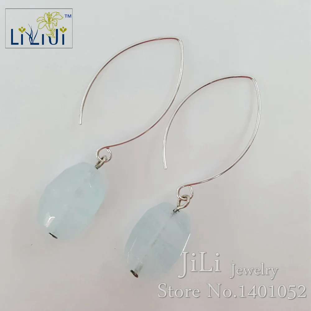 

Lii Ji Natural Aquamarine 925 Sterling Silver Long Dangle Drop Earrings