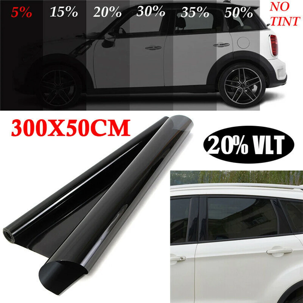 300*50 cm VLT Black Film Roll Tint Window Car Tint Auto Glass Window Summer House Sunscreen UV Adhesive Film Stickers