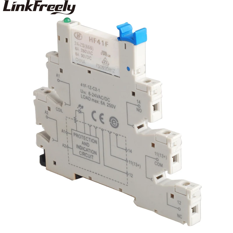 HF41F 24-ZS 10 шт. вставной печатной платы крепление электромагнитное реле катушки с держателем 24 В DC 6A 5Pin HF41F-24-ZS контакт релейный модуль