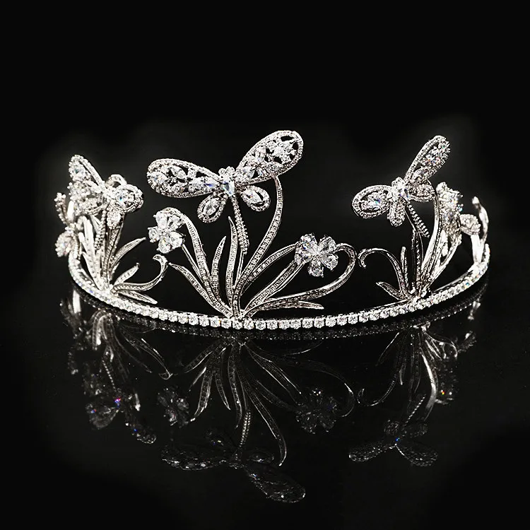 

Butterfly Paved CZ Crown Cubic Zircon Tiara Tiaras Wedding Hair Accessories Bride Hair Jewelry Bijoux Cheveux Coroa WIGO1088