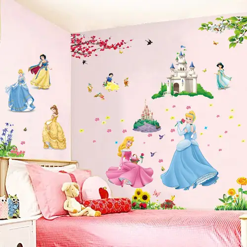 Removable Wall Stickers Cartoon Princess Baby Girl Bedroom Children S Room Barbie Fairy Kindergarten Classroom