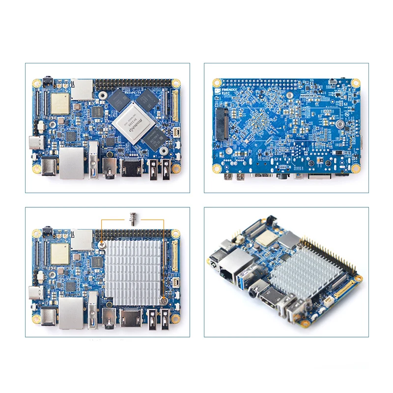 NanoPC-T4 Rockchip RK3399 Cortex-A72 Cortex-A53 VR AI OpenCV TensorFlow MIPI Dual band wifi M.2PC EC20 4G 16GB EMMC