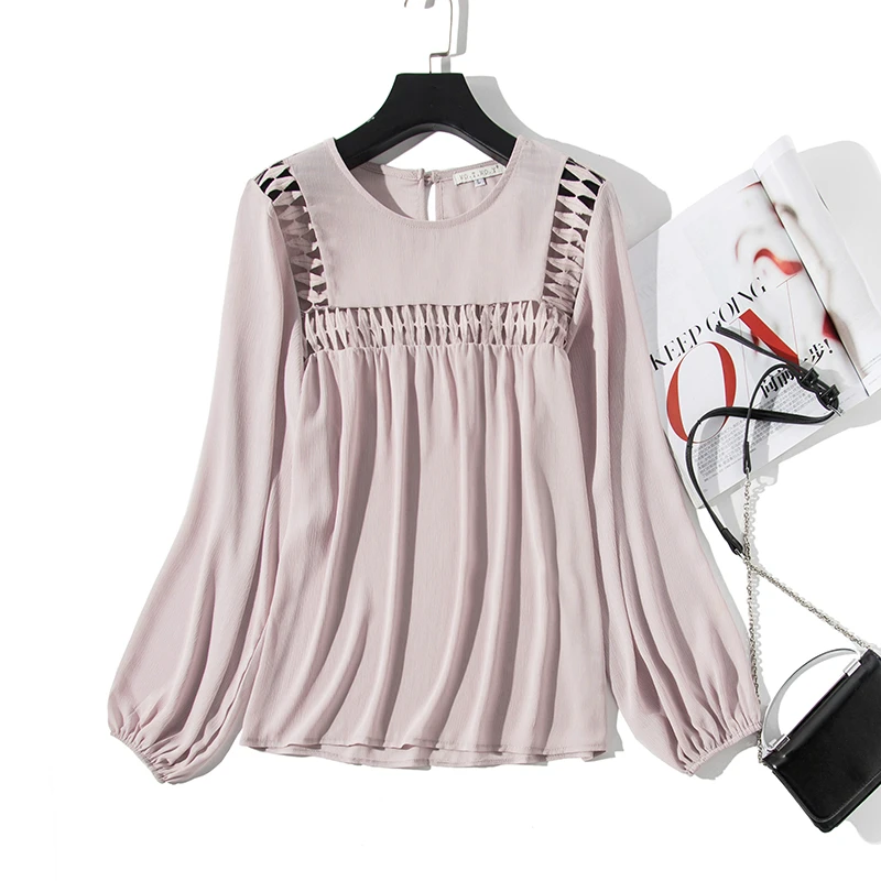 

White Hollow Out Blouses Womens 2019 New Spring Long Sleeve Shirts Casual Streatwear Womens Tops and Blouses Harajuku
