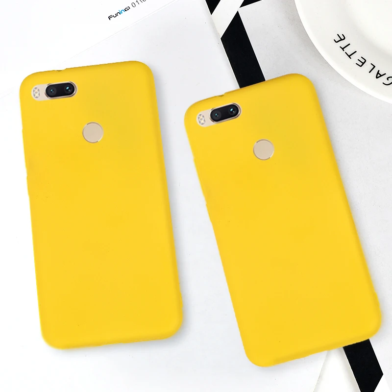 Чехол для телефона Xiaomi Mi A1 5X A2 6X 6 8 SE Mix 2 2S Max 3 Pro Note Простой Желтый однотонный мягкий