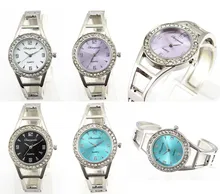 Luxurious Women Crystal Bangle Quartz Watch Woman Stainless Steel Bracelet Wrist Watches