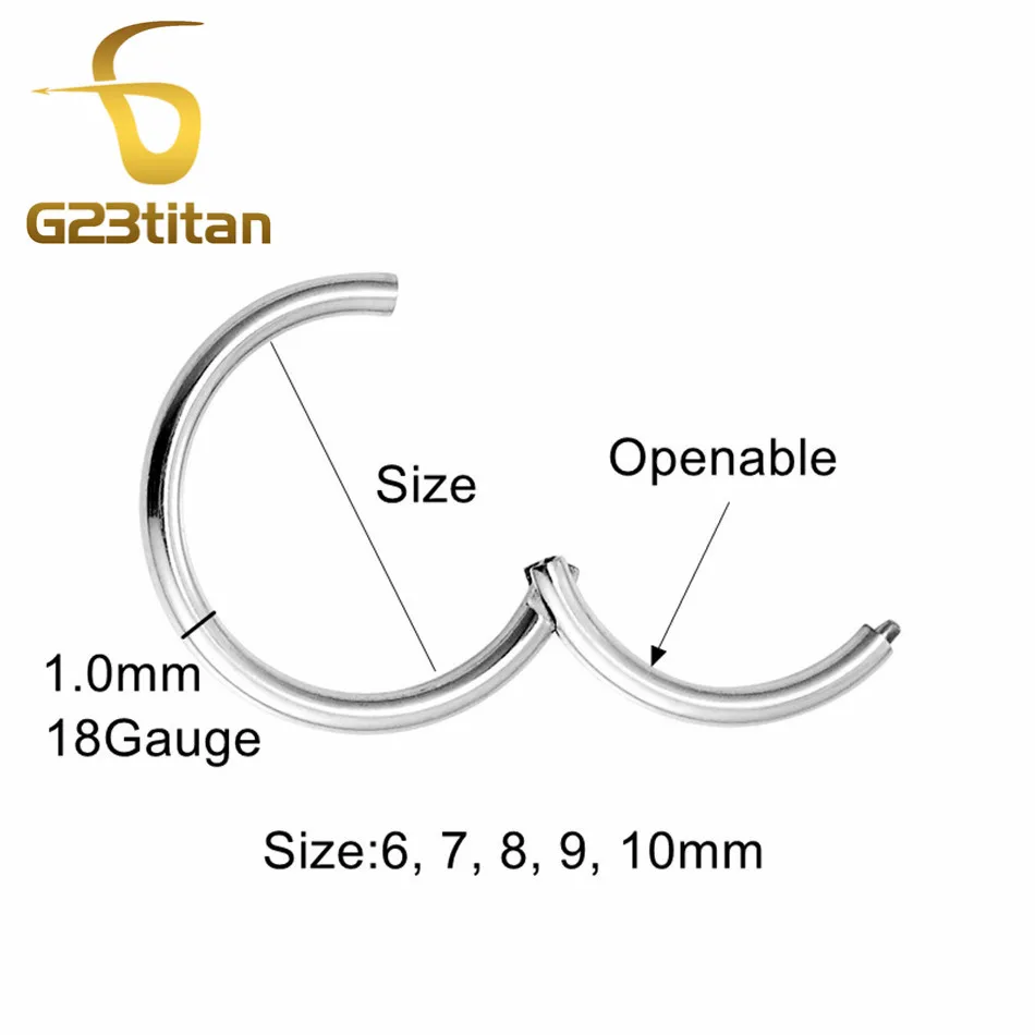 18G G23 Titanium Hypoallergenic Nose Septum Jewelry Hinged Segment Ring Body Piercing Hoop Lip Ear Helix Cartilage Rook Earring - Image 3