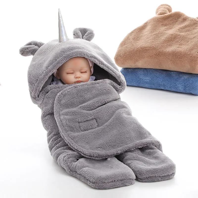 

Newborn Unicorn Baby Winter Swaddle Cloth Wrap Infant Baby Fleece Wool Sleep Blanket Baby Unicorn Cute Soft Warm Sleeping Bag