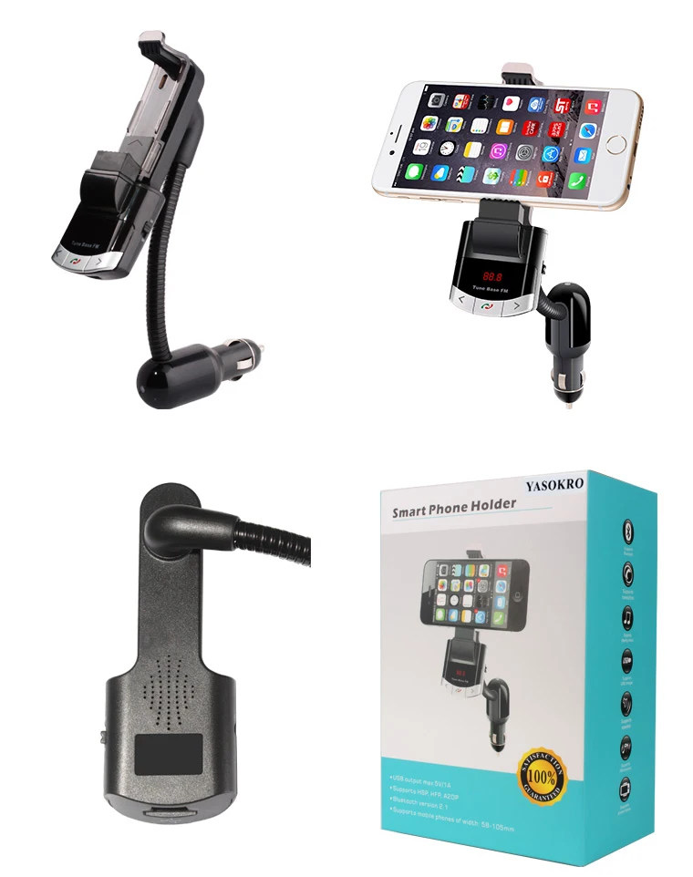 Мульти Bluetooth автомобильный комплект держатель телефона BT8118 BT Handfree вызов fm-передатчик с USB зарядное устройство поддержка воспроизведения музыки