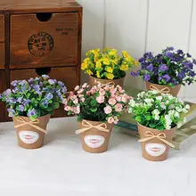 Luxo 10*8 cm 5 cores aldeia da família sino orquídea orquídea flores artificiais mini-vaso decorações home simulação suíte