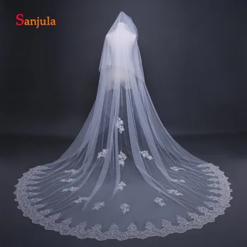 

Lace Edge Wedding Viels Two Layers Bridal Veil with Comb Long Hair Accessories for Bride Ivory Tulle Face Veil V07