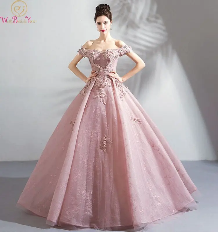 

Dusty Pink Prom Dress Sweetheart Neck Off Shoulder Dusty Pink Ball Gown Floor Length Lace Beading Simple Flowers Evening Dresses