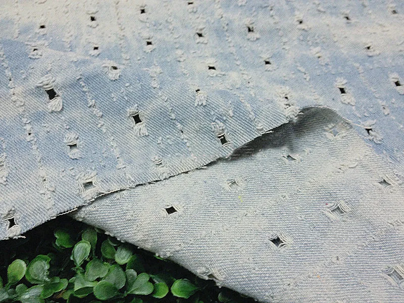 Широкий 143 см Ретро Потертая джинсовая ткань хлопок перфорированная полая джинсовая ткань Quliting лоскутное шитье Diy одежда брюки джинсы