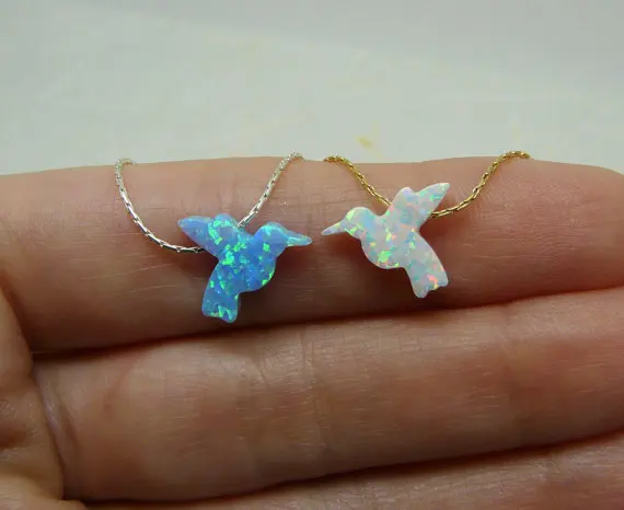 

20pcs /lot 10x12mm 925 Sterling Silver Bird Fire Opal Necklace Animal Bird Opal Necklace Little Bird Opal Pendant for Gift