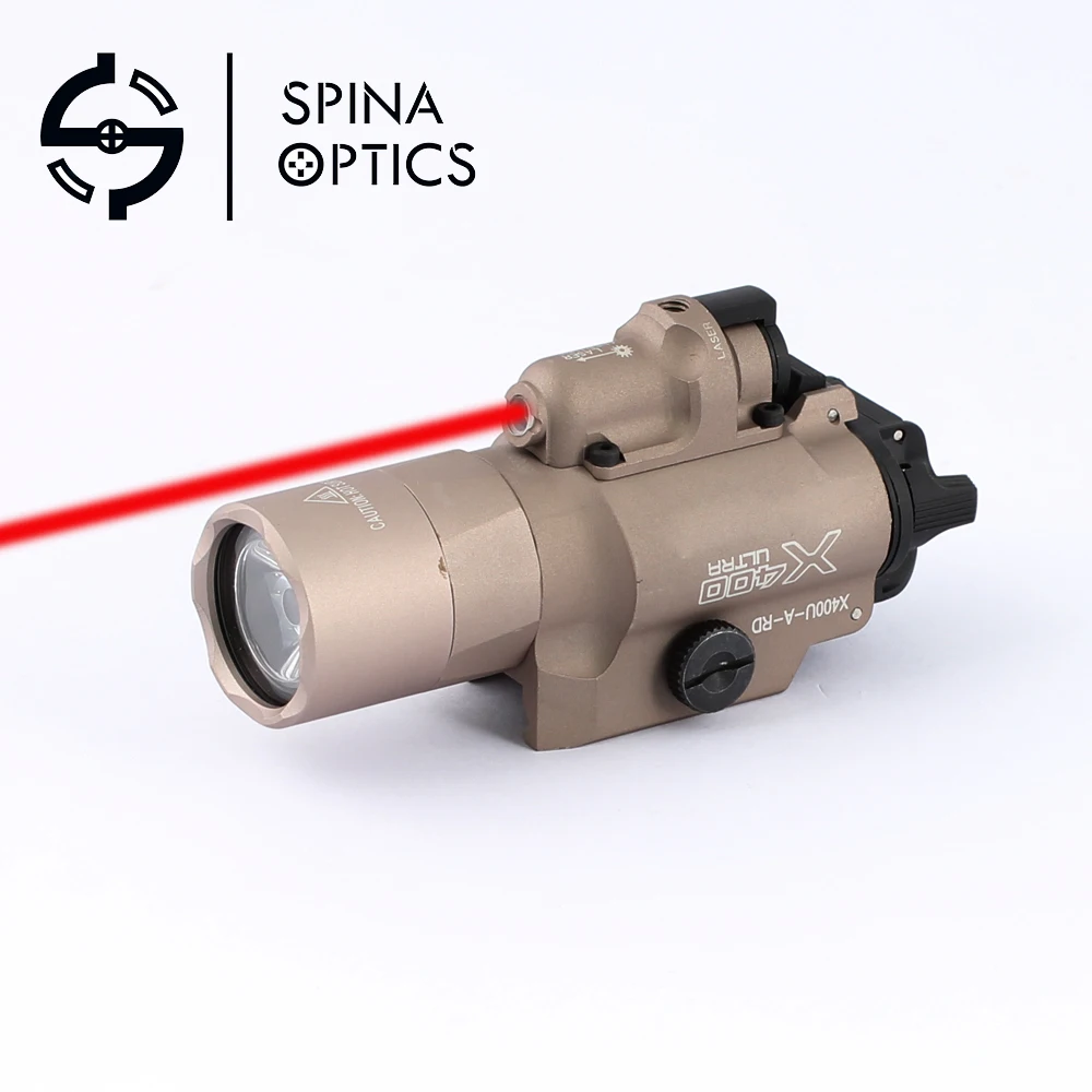 SPINA OPTICS Weapon Handgun Light Red Dot X400U ULTRA LED Flashlight Tactical Light With Red Laser Sight For Pistol for Hunting SPINA OPTICS Weapon Handgun Light Red Dot X400U ULTRA LED Flashlight Tactical Light With Red Laser Sight For Pistol for Hunting