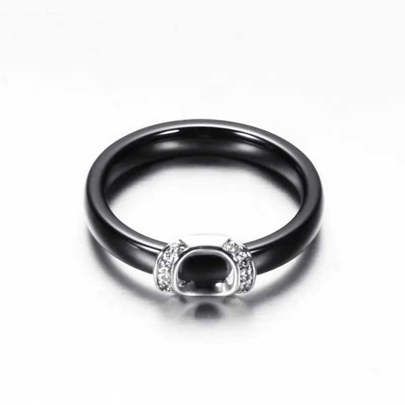 Новое поступление, обручальные кольца, черно-белые цвета, металлическая форма "U", кубический цирконий ААА, полированное гладкое кольцо для свадебного подарка
