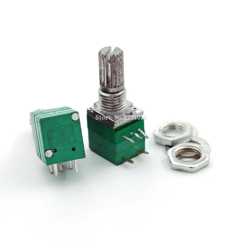 

5PCS/LOT 5pin RV097NS single linked potentiometer B10K B103 with switch audio power amplifier sealing potentiometer handle 15mm