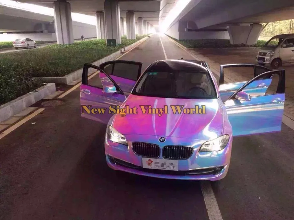 Premium Pink Rainbow Chrome Vinyl Wrap Sticker Rainbow Vinyl Film Bubble Free For Car Wrapping Body Film Foil