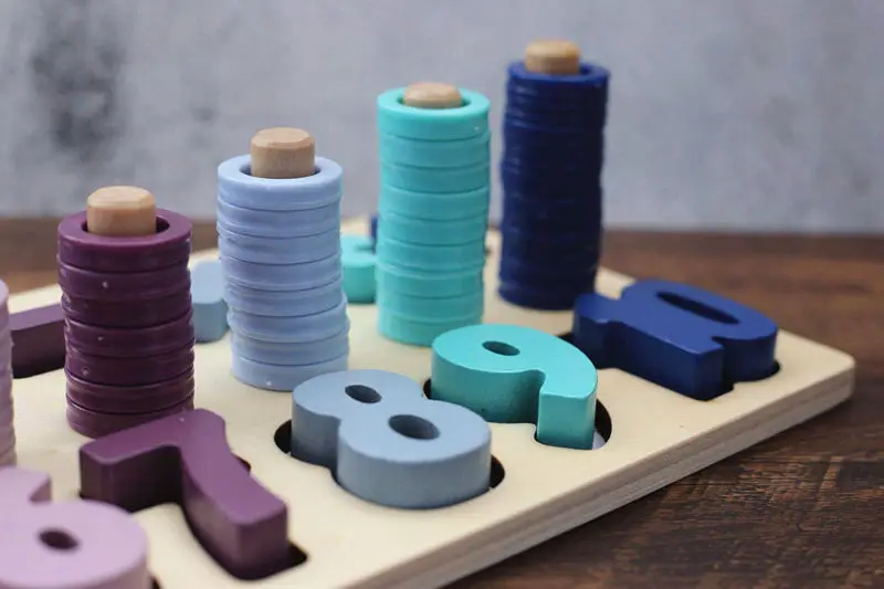 Billig Baby Montessori Digitale Form Passenden Logarithmischen Bord Holz Spielzeug Für Kinder Vorschul Lehrmittel Pädagogisches Regenbogen Block