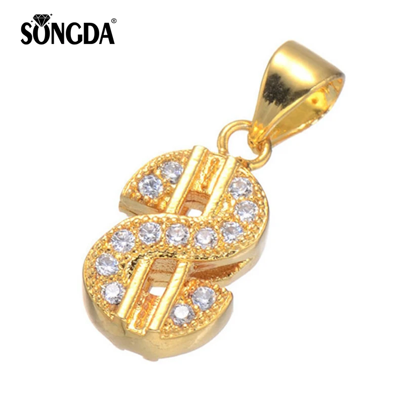 

SONGDA Creative Design Dollar Symbol CZ Charm Pendant Micro Pave Zircon Copper Charm fit Women Men Bracelets Necklaces Making