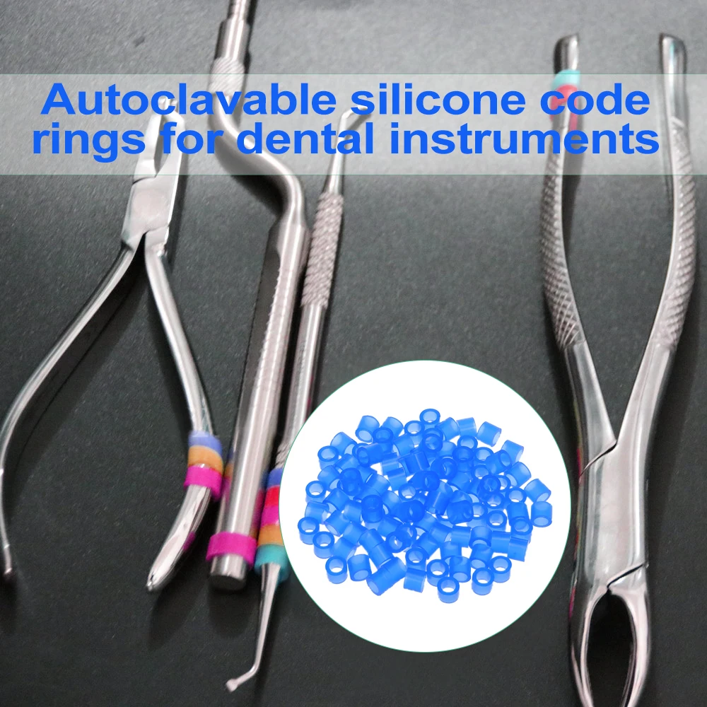 

100 Pcs Autoclavable Universal Dental Orthodontic Universal Silicone Instrument Color Code Rings (Dia.5mm)