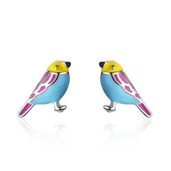 

XIYANIKE 925 Sterling Silver Exquisite Enamel Bird Stud Earring Sweet Earrings Colorful Fashion Jewelry For Women Bijoux VES6083