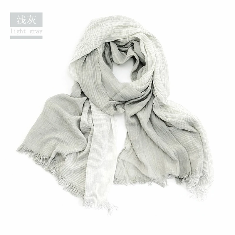 mens blanket scarf Unisex Men Women Ombre Shawl Spring Summer Cotton Blend Gradient Scarves Hijab Casual Male Scarves Crinkle Global Scarf YG367 mens linen scarf