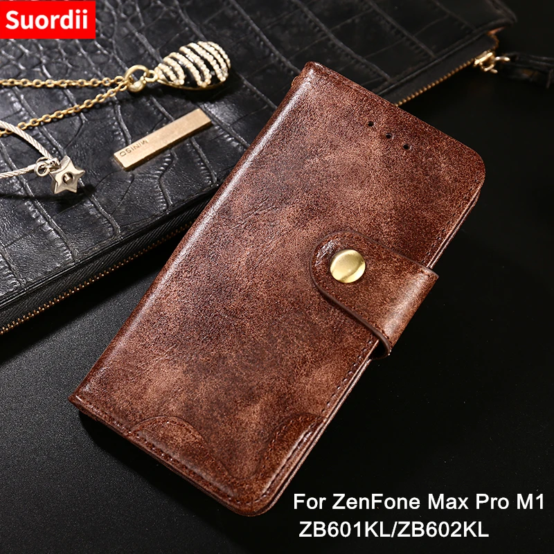 Case for ASUS Zenfone Max Pro M1 ZB601KL ZB602KL Luxury Rivet Leather Flip Cover Stand Card Slot funda coque | Мобильные телефоны и