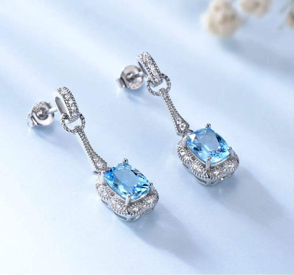 UMCHO swiss blue topaz earrings for women fashion (3)